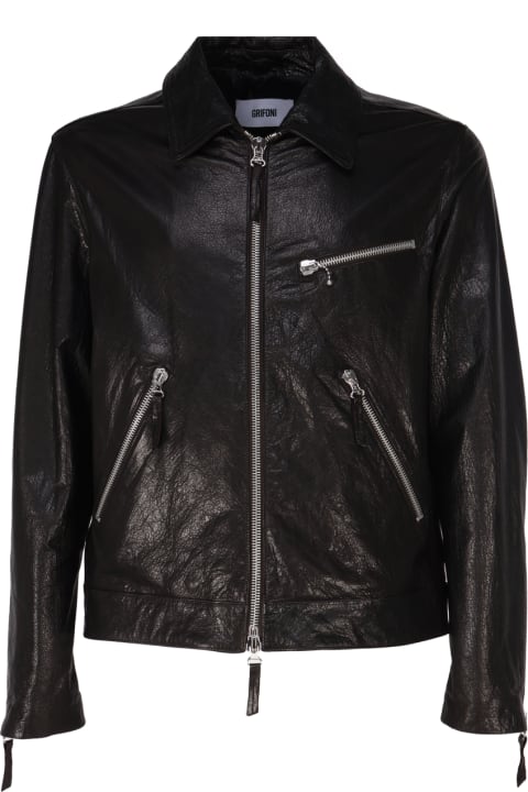Mauro Grifoni Clothing for Men Mauro Grifoni Down Jacket Biker In Leather