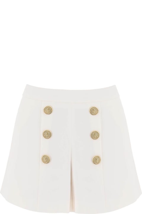 Balmain Pants & Shorts for Women Balmain Crepe Shorts With Embossed Buttons