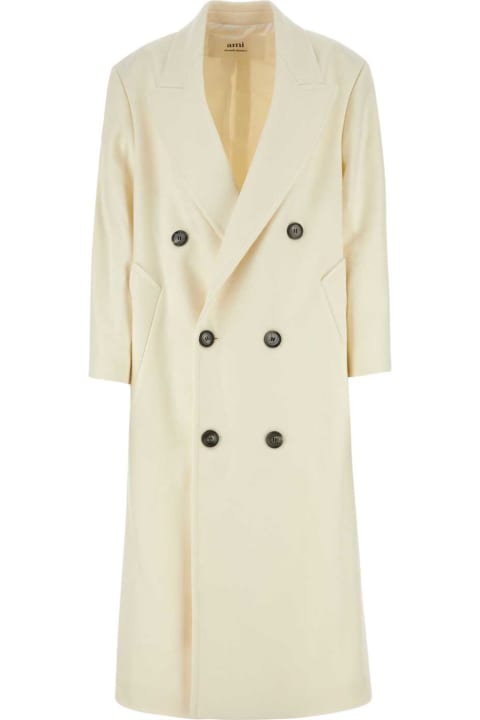 Ami Alexandre Mattiussi Coats & Jackets for Women Ami Alexandre Mattiussi Ivory Wool Blend Oversize Coat