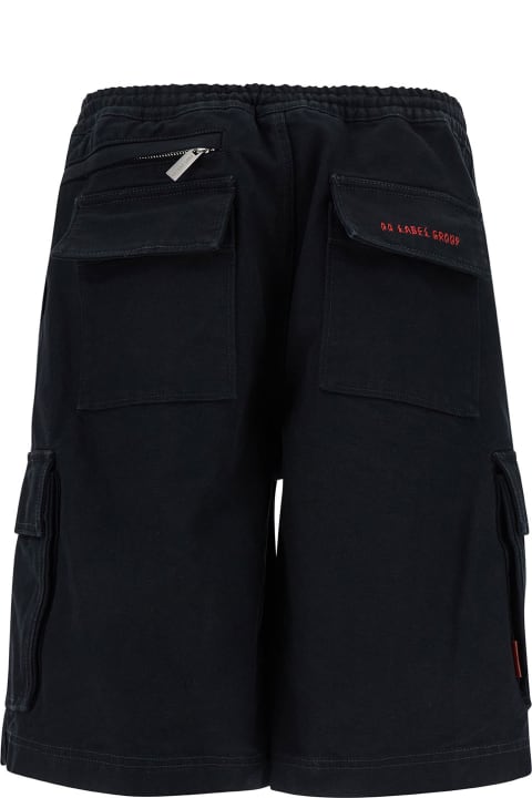 44 Label Group Pants for Men 44 Label Group Black Cargo Bermuda Shorts With Logo Embroidery In Cotton Man