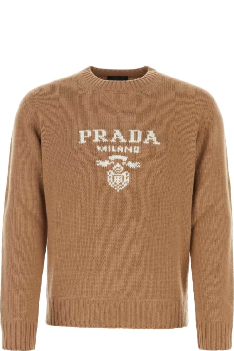 Clothing Sale for Men Prada Biscuit Wool Blend Sweater