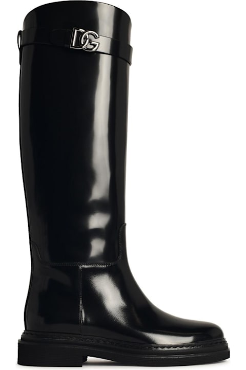 Dolce & Gabbana Boots for Women Dolce & Gabbana Black Shiny Leather Boots