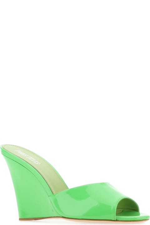 آخر صيحات الموضة من السيدات Paris Texas Green Leather Wanda Mules
