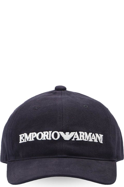 Emporio Armani Hats for Men Emporio Armani Logo Embroidered Baseball Cap