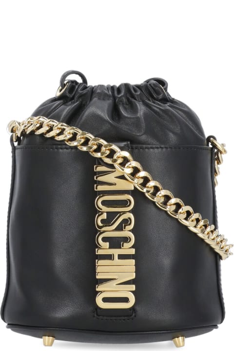 Moschino Shoulder Bags for Men Moschino Black Leather Bucket Bag
