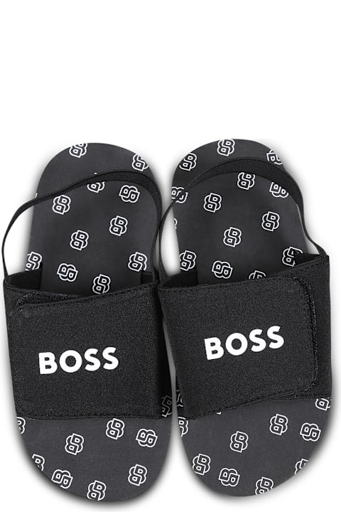 Homeware Hugo Boss Black Sandals For Baby Boy And Boy With Logo