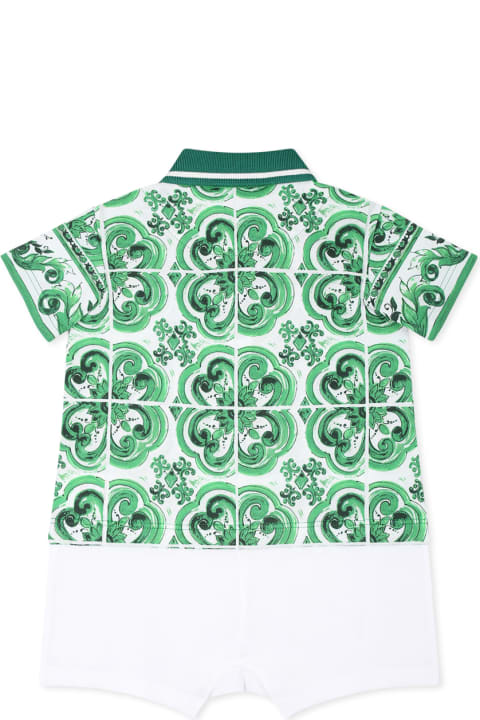 Fashion for Kids Dolce & Gabbana Green Romper For Baby Boy With Logo Dg And Green Majolica