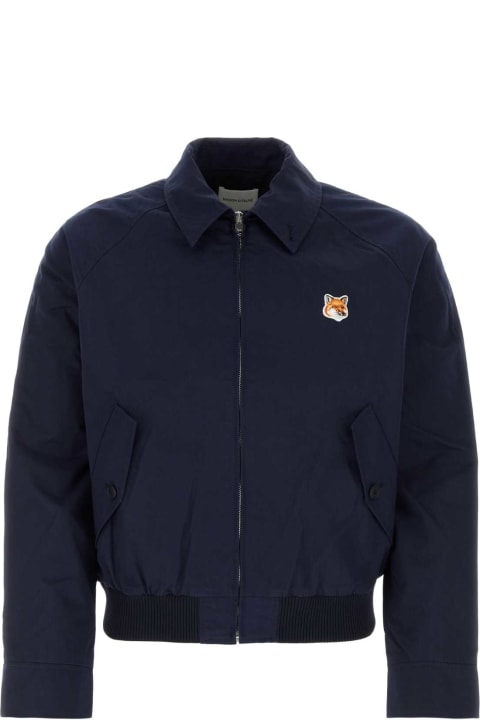 Maison Kitsuné Coats & Jackets for Men Maison Kitsuné Navy Blue Cotton Blend Jacket