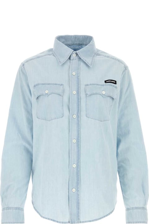 ملابس علوية لـ السيدات Miu Miu Light Blue Chambray Shirt