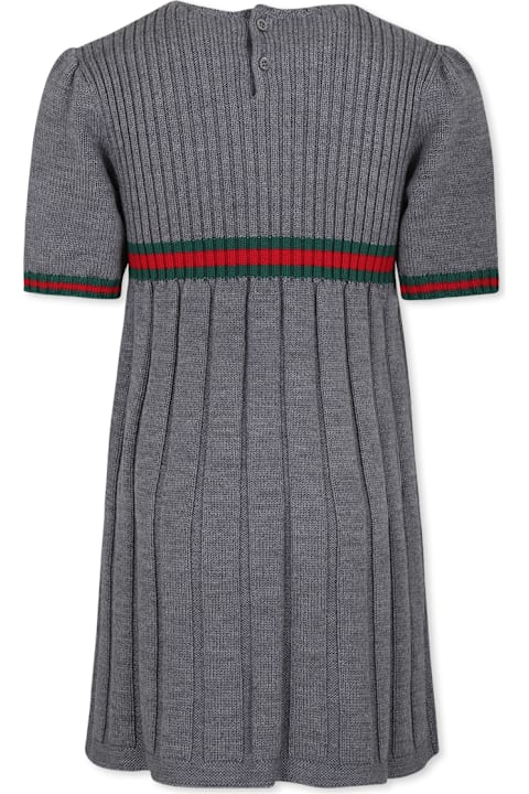 Dresses for Girls Gucci Grey Dress Forgirl With Web Detail