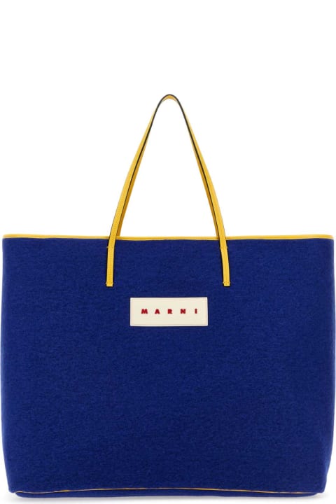 Bags Sale for Men Marni Blue Felt Medium Janus Shopping Bag