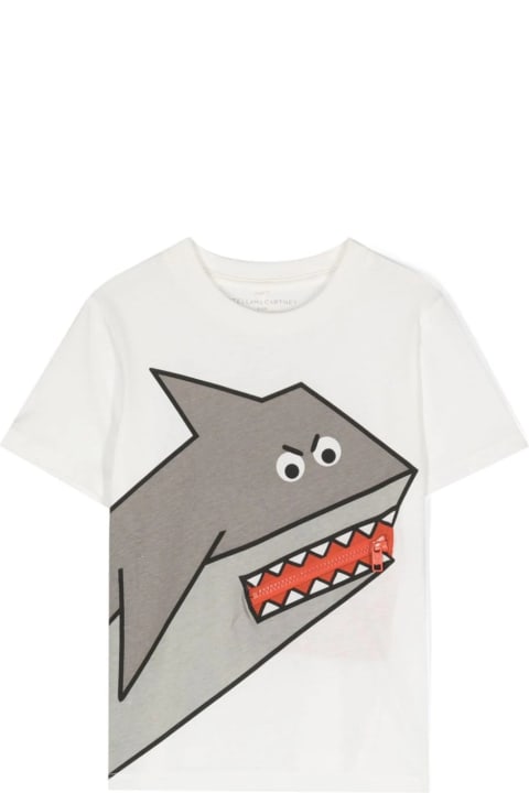 Stella McCartney Kids Stella McCartney Kids Shark Motif T-shirt In Ivory