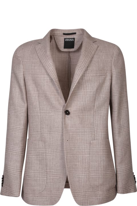 Zegna Coats & Jackets for Women Zegna Zegna Wool Houndstooth Jacket In White/beige