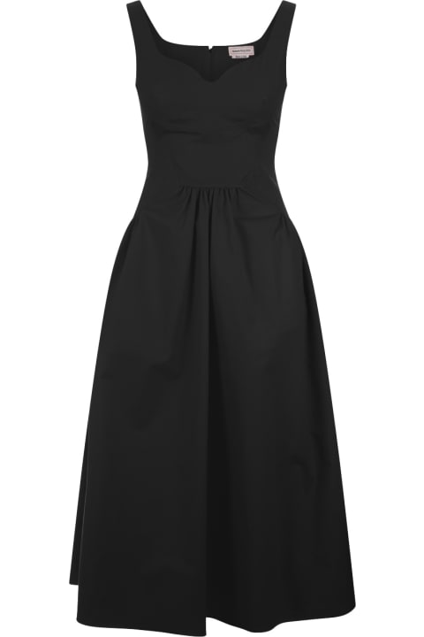 Clothing for Women Alexander McQueen Midi Dress With Heart-shape Neckline In Black