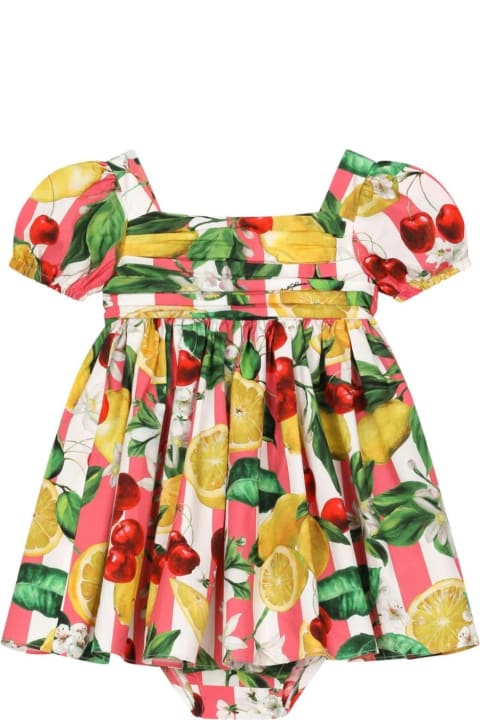 Fashion for Baby Girls Dolce & Gabbana Poplin Dress With Lemon And Cherry Print
