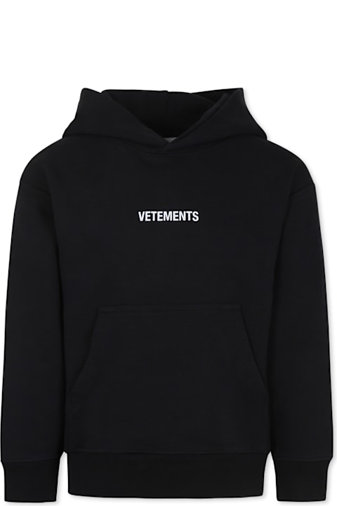 VETEMENTS ملابس علوية لـ أولاد VETEMENTS Black Sweatshirt For Kids With Logo