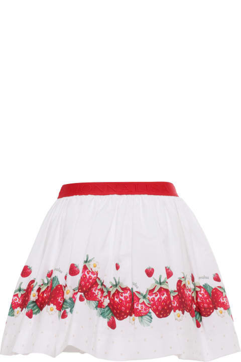 Monnalisa Bottoms for Girls Monnalisa White Skirt With Strawberries