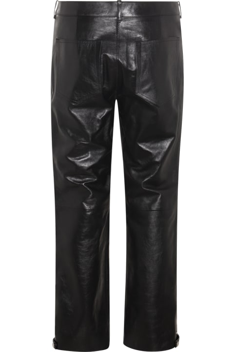メンズ ウェア Alexander McQueen Black Leather Biker Pants
