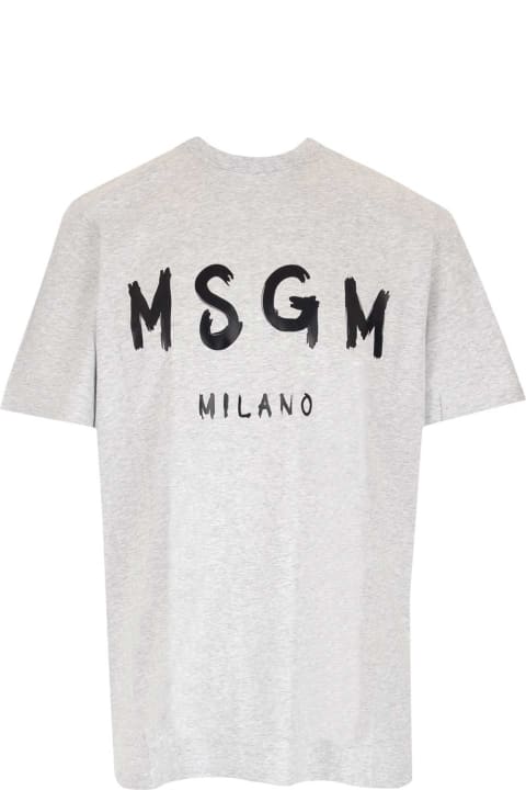 MSGM Topwear for Men MSGM Grey T-shirt With Logo