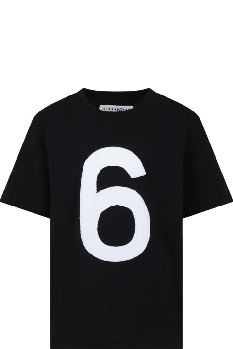 ボーイズ MM6 Maison MargielaのTシャツ＆ポロシャツ MM6 Maison Margiela Black T-shirt For Kids With Number 6