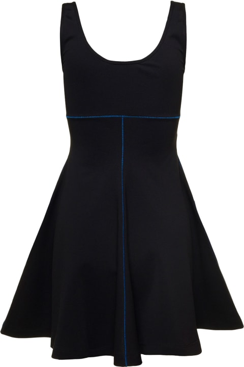 Fashion for Women Marni Mini Black Flared Dress With Contrasting Stitching In Stretch Fabbric Woman Marni