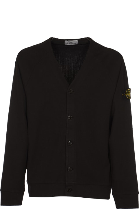 Sweaters for Men Stone Island Logo Patch Ribbed Cardigan