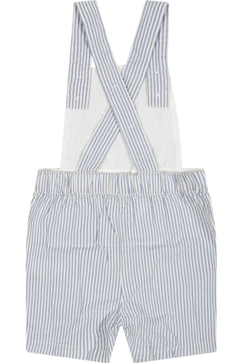 Petit Bateau Coats & Jackets for Baby Girls Petit Bateau Light Blue Dungarees For Baby Boy With Stripes