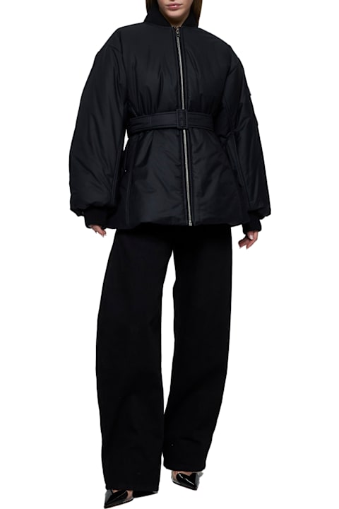 Homeware Alaia Black Technical Twill Belted Bomber Jacket