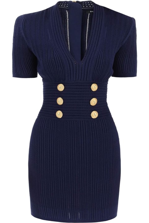 Balmain Dresses for Women Balmain Knit Minidress With Embossed Buttons