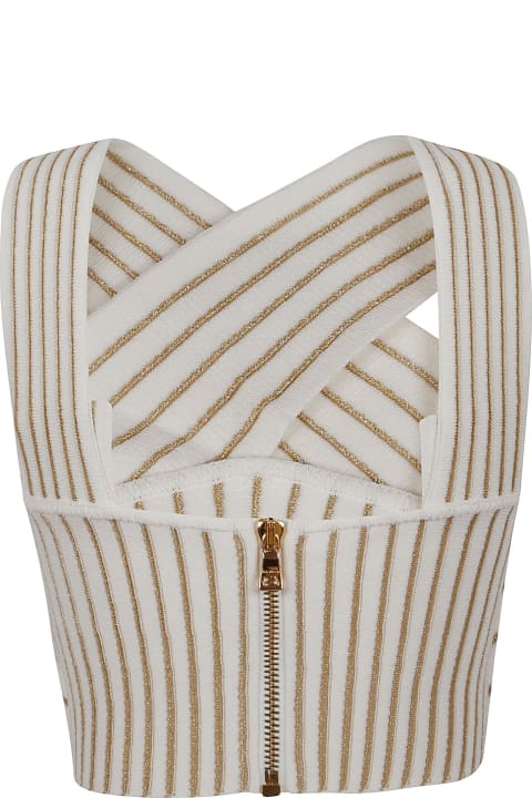 Balmain Topwear for Women Balmain Crossover Knitted Crop Top