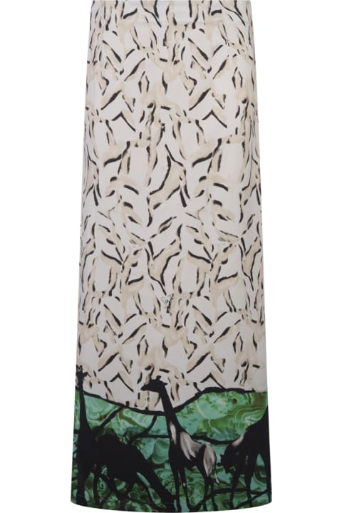 Fashion for Women Stella Jean Long Skirt With Giraffe Print In White/green