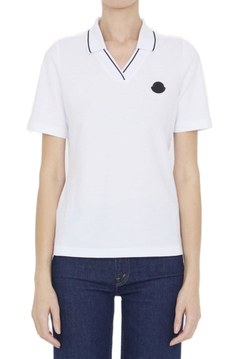 Moncler for Women Moncler White Polo Shirt With Iconic Felt