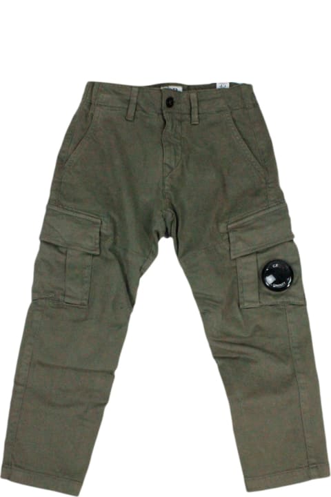 Bottoms for Boys C.P. Company Cargo Pants With Pockets And Lens With Internal Drawstring And America Pockets With Zip And Button Closure