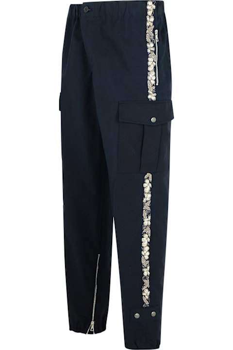 Dries Van Noten Men Dries Van Noten 'pebb' Navy Cotton Pants