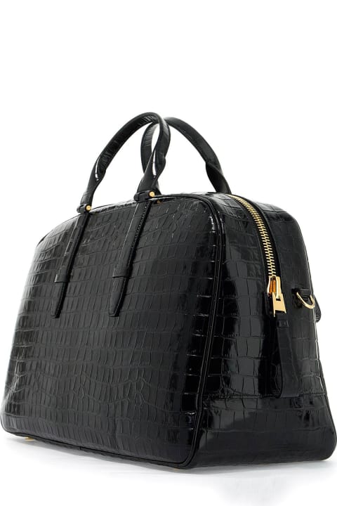 Tom Ford Luggage for Men Tom Ford Black Croco Bowling Bag