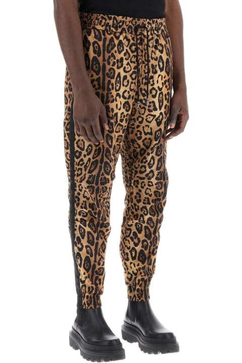 メンズ Dolce & Gabbanaのフリース＆ラウンジウェア Dolce & Gabbana Leopard Printed Drawstring Pants