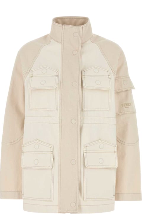 Fendi لـ Women Fendi Ivory Denim Parka