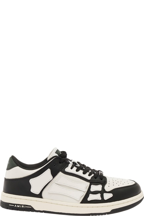 Shoes Sale for Men AMIRI 'skel Top Low' White And Black Sneakers With Skeleton Patch In Leather Man