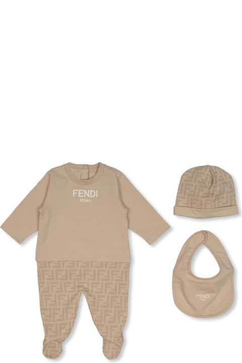 Fendi for Baby Boys Fendi Fendi Kids Baby Set: Playsuit, Hat & Bib