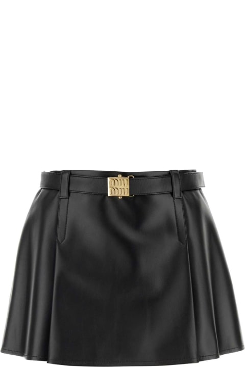 Miu Miu Skirts for Women Miu Miu Black Nappa Leather Mini Skirt