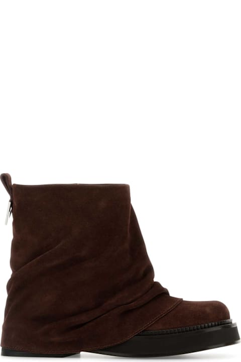 The Attico Brown Suede Mini Robin Ankle Boots