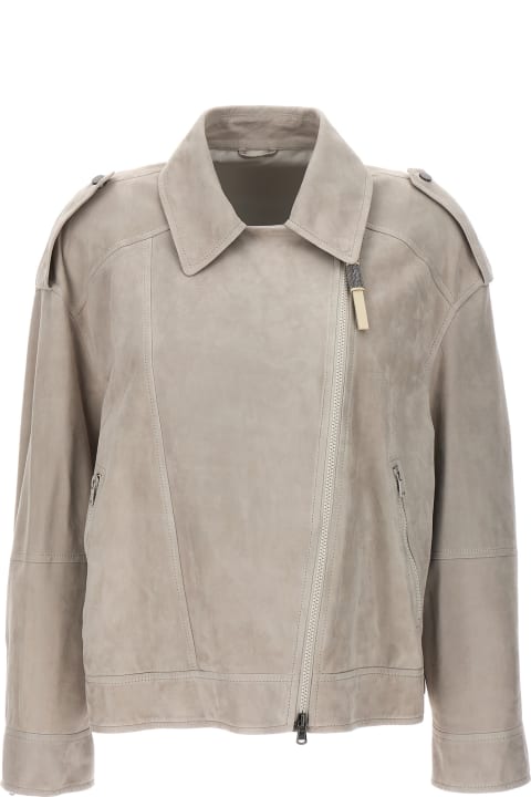 ウィメンズ Brunello Cucinelliのコート＆ジャケット Brunello Cucinelli Leather Jacket