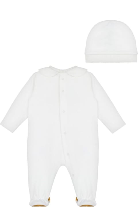 Moschino Bodysuits & Sets for Women Moschino White Set With One-piece And Beanie With Logo Detail In Cotton Baby