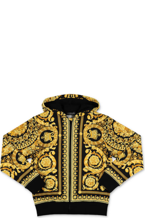 Versace Sweaters & Sweatshirts for Boys Versace Versace Felpa Stampa Barocca In Cotone Con Cappuccio Bambino