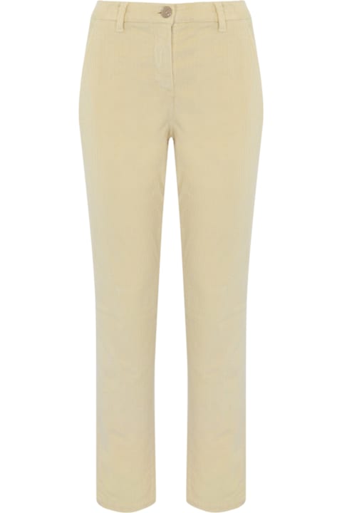 Hand Picked Pants & Shorts for Women Hand Picked "rosa" White Ribbed Chino Trousers