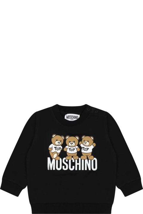 Topwear for Baby Girls Moschino Black Sweatshirt For Baby Kids With Teddy Bears
