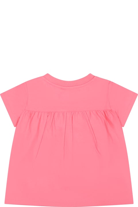 GCDS Mini T-Shirts & Polo Shirts for Baby Girls GCDS Mini Pink T-shirt For Baby Girl With Logo And Cherries Print