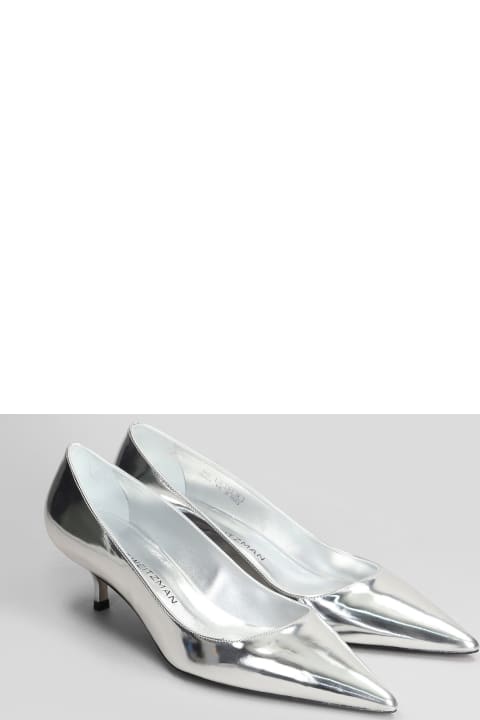 Stuart Weitzman High-Heeled Shoes for Women Stuart Weitzman Stuart Kitten Pumps In Silver Patent Leather