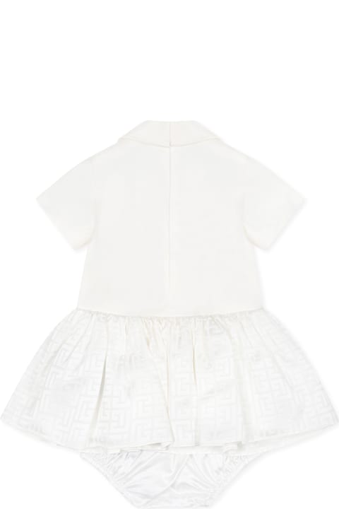 خصم على رُضع بنات Balmain Ivory Dress For Baby Girl With Labyrinth