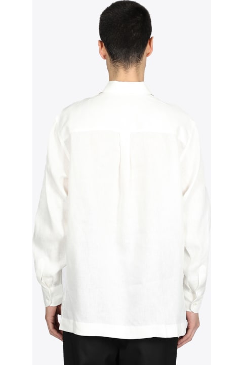 Panna White linen polo/shirt with long sleeves